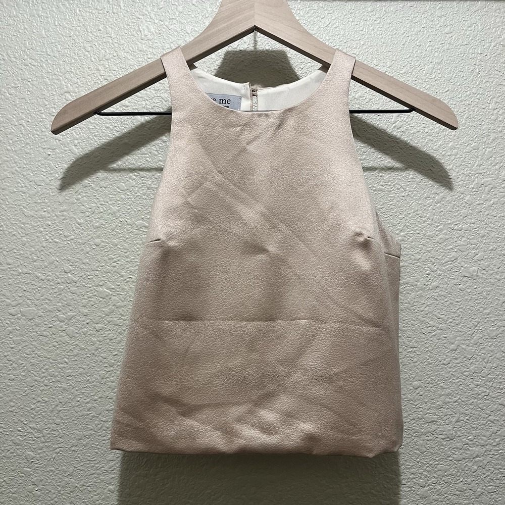 Champagne Soft Pink Love Me XS Fitted‎ Tank Dress Top Blouse Animal Texture